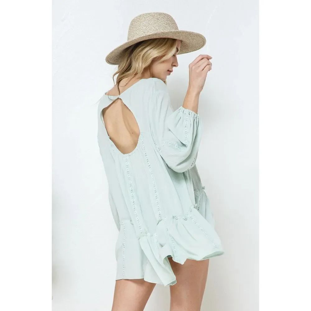 ✨BOHO SOLID LACE RUFFLE TUNIC TOP✨ - Picture 8 of 8